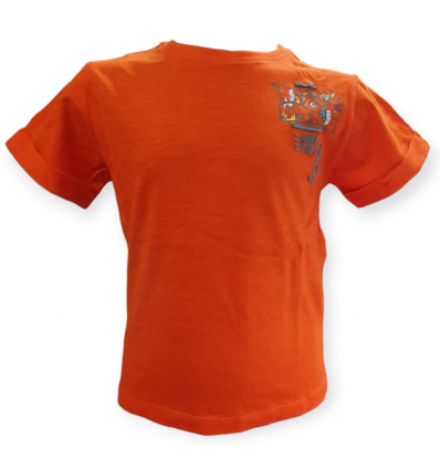 T-Shirt arancione bimbo con stampa dinosauro