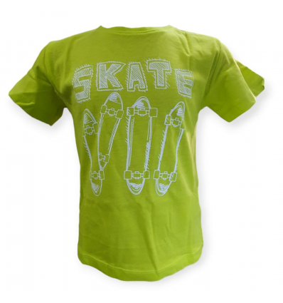 T_Shirt verde bimbo con stampa skate