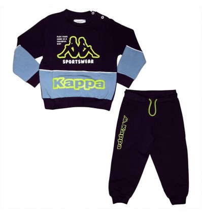 Completo Sportivo Kappa per Bambini – Felpa e Pantalone con Dettagli Colorati
