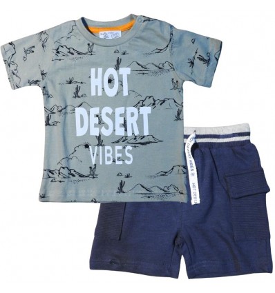 Completi babybol, bambino t-shirt sabbia+ pantalone corto blu.*