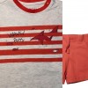 Completo losan, bambino stampa squalo grigio-rosso*.