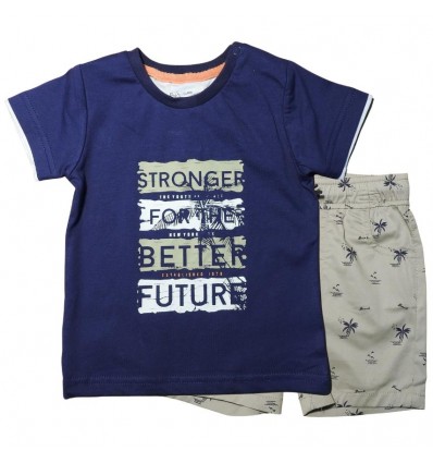 Completi BabyBol, bambino t-shirt blu+ pantaloncino fantasia sabbia*.