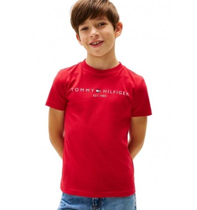 T-Shirt tommy hilfiger u corp logo ess tee ss, ragazzo rossa