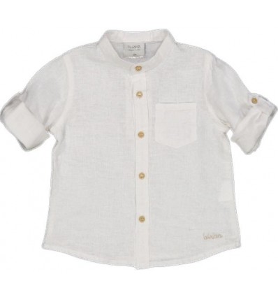 Camicia bambino collo coreana, bianca.