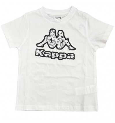 T-shirt Bianca Kappa Bambino – Iconica con Logo Paisley