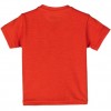 T-shirt rossa neonata in cotone con stampa campeggio