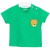 T-shirt Baby LOSAN Verde Safari con Stampa Animale e Bottoni Laterali