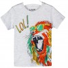 T-shirt neonato LOSAN con stampa leone e scritta "LOL!" in cotone grigio