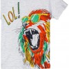 T-shirt neonato LOSAN con stampa leone e scritta "LOL!" in cotone grigio