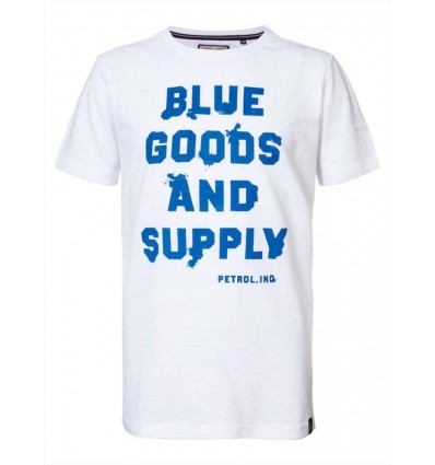 T-shirt bambino Petrol Industries - maglietta casual bianca con stampa race vintage blu