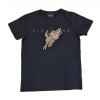 John Richmond Maglietta Bambini Nera con Fata Glitterata in Paillettes e Ricamo Dorato