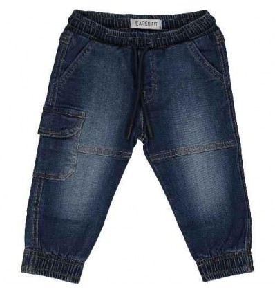 Pantalone bambino jeans, stretch modello cargo FI.