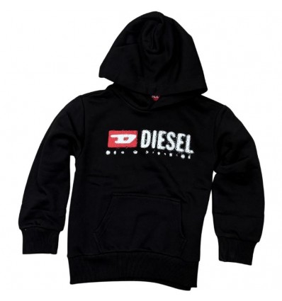 Felpa nera con cappuccio Diesel per ragazzi Comfort e stile mezza stagione
