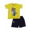 Completo kappa, Bambino T-Shirt giallo e pantaloncino blu scuro.