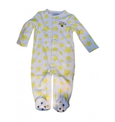 Tutina losan, bambino in cotone bianca con stelline gialle*