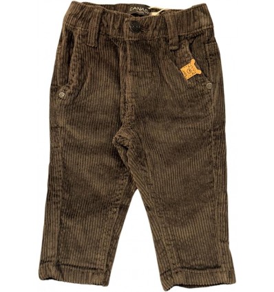 Pantaloni neonato velluto rigato marrone con elastico regolabile