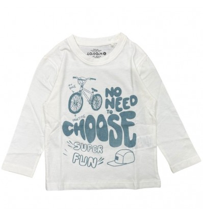 T-shirt bianca bambino in cotone jersey – manica lunga con stampa freestyle