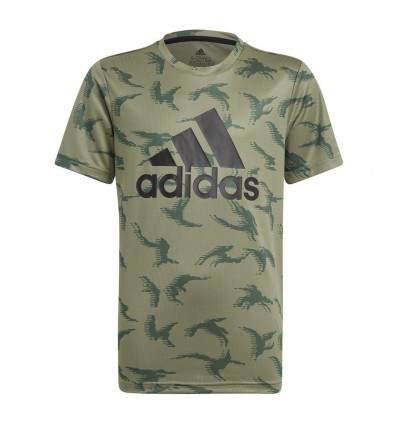 Adidas Camouflage Style Ragazzo - T-shirt Tecnica in Verde