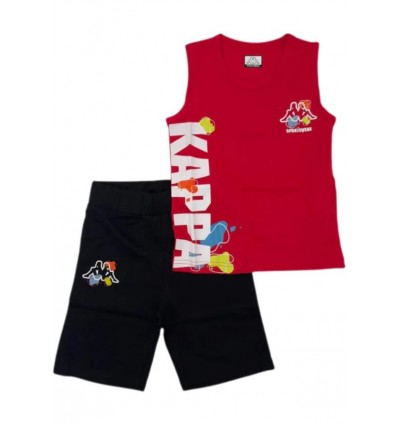 Completo a canota kappa, Bambino rosso nero.
