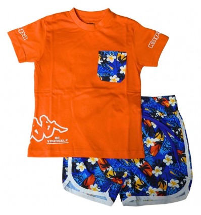 Completo kappa a T-Shirt kappa, Bambino arancio.