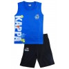 Completo Kappa ragazzo azzurro-nero in cotone per l'estate.