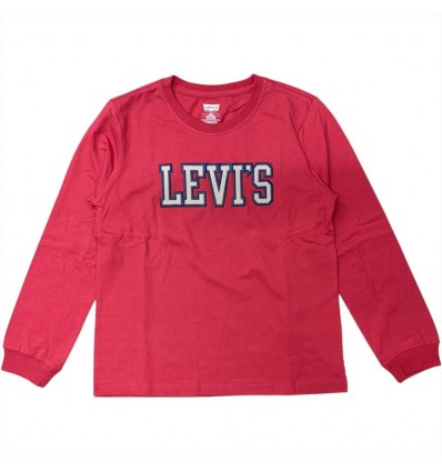 T-Shirt Rossa Manica Lunga per Bambino Levi's con Logo sul petto