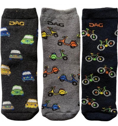 Calze Antiscivolo Bambino (3 Paia)-Trio Avventura Ruote Magiche