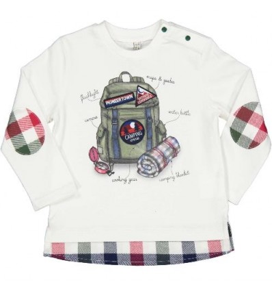 T-shirt neonato birba, stampa davanti Camping color bianca*