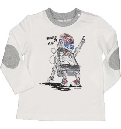 T-Shirt bambino bianca Dandy Robot, maniche lunghe*