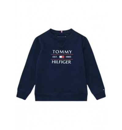 Felpa ragazzi unisex Tommy Hilfiger cotone spugna blu.
