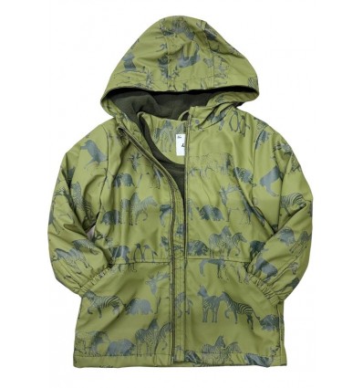 Giubbotto Bambino Verde Safari con Animali, Interno in Pile