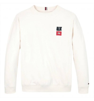 Felpa Bianca Stile Nautico Tommy Hilfiger da Ragazzo