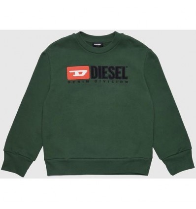 Felpa bambino Diesel in cotone garzato, colore verde