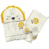 Set Bagno Neonato Leoncino Coccoloso 3 Pezzi in Morbido Cotone Bianco