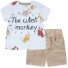 Completino Bimbo Monkey Smile, Maglietta a righe e Shorts in Twill Yatsi