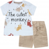 Completino Bimbo Monkey Smile, Maglietta a righe e Shorts in Twill Yatsi
