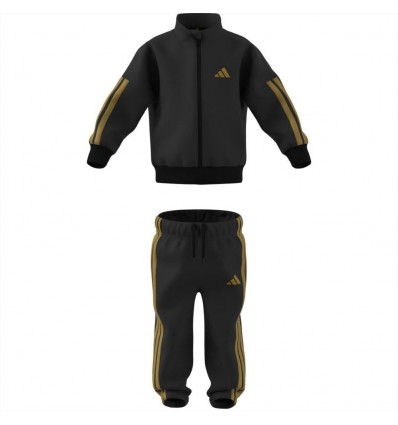 Tutina zip unisex neonato Adidas con iconiche 3 strisce oro Nero